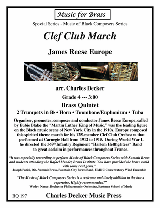 Book cover for Clef Club March for Brass Quintet