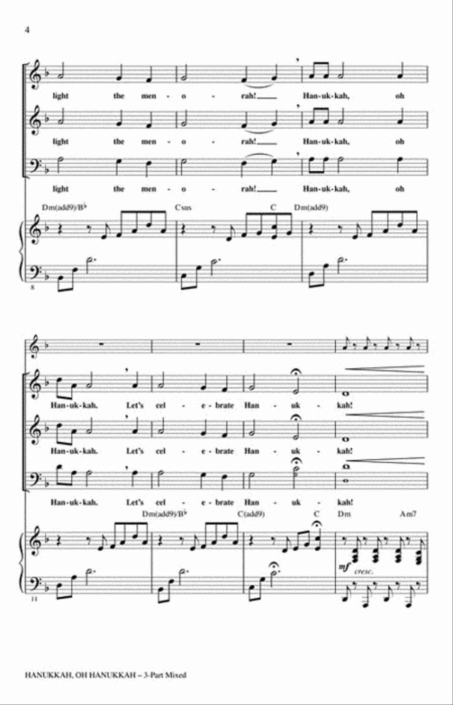 Hanukkah, Oh Hanukkah 3-Part scores gallery preview page 3