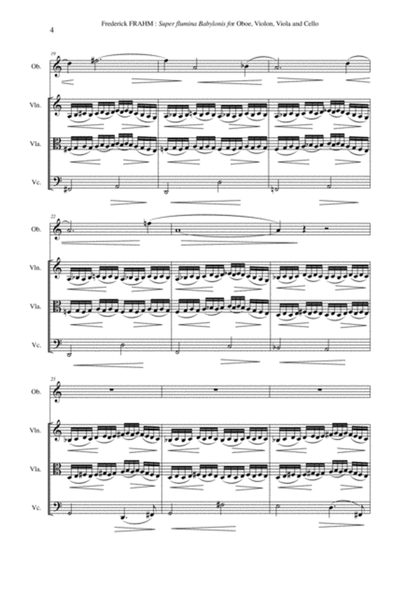 Frederick Frahm: Super flumina Babylonis for Oboe, Violon, Viola and Cello