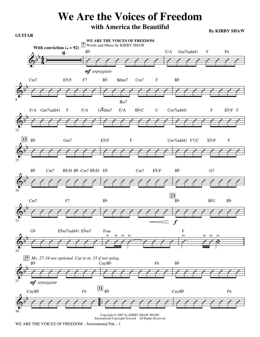 We Are The Voices Of Freedom - Guitar Choir scores gallery preview page 1