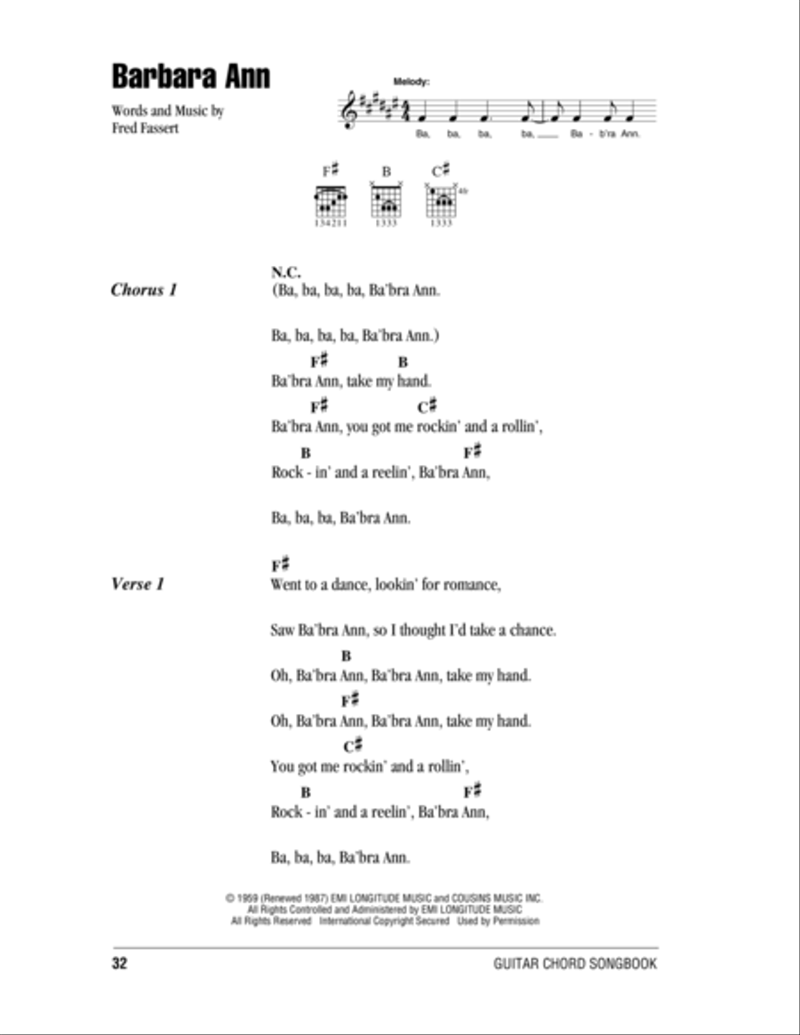 Barbara Ann Acoustic Guitar scores gallery preview page 1