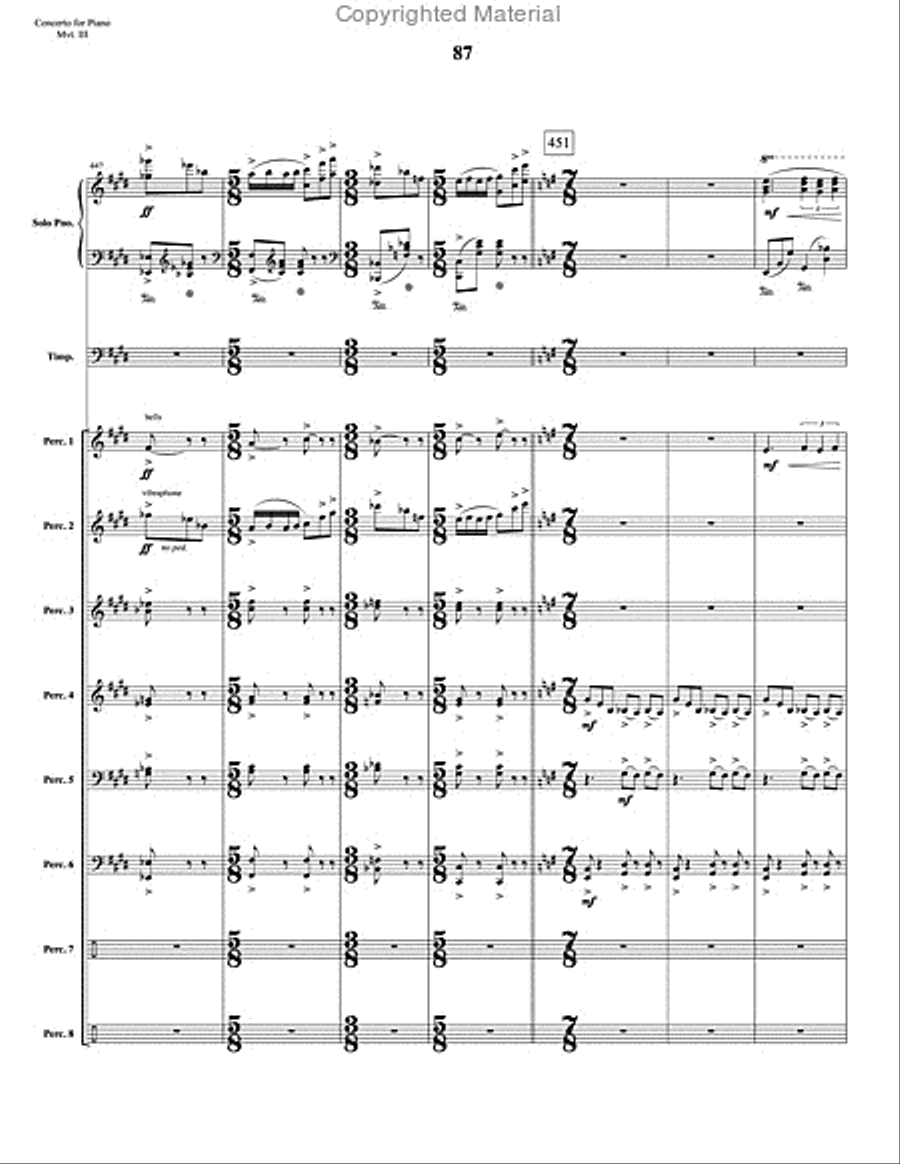 Concerto for Piano and Percussion Orchestra Percussion Ensemble scores gallery preview page 109