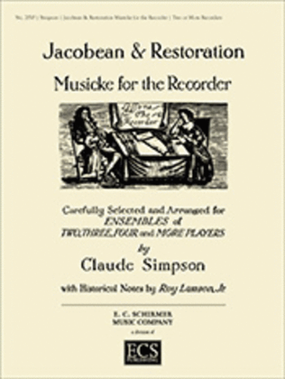 Book cover for Jacobean & Restoration Musicke for Recorder