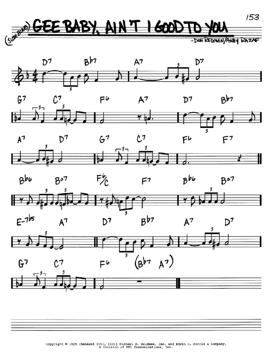 Gee Baby, Ain't I Good To You B-Flat Instrument scores gallery preview page 1