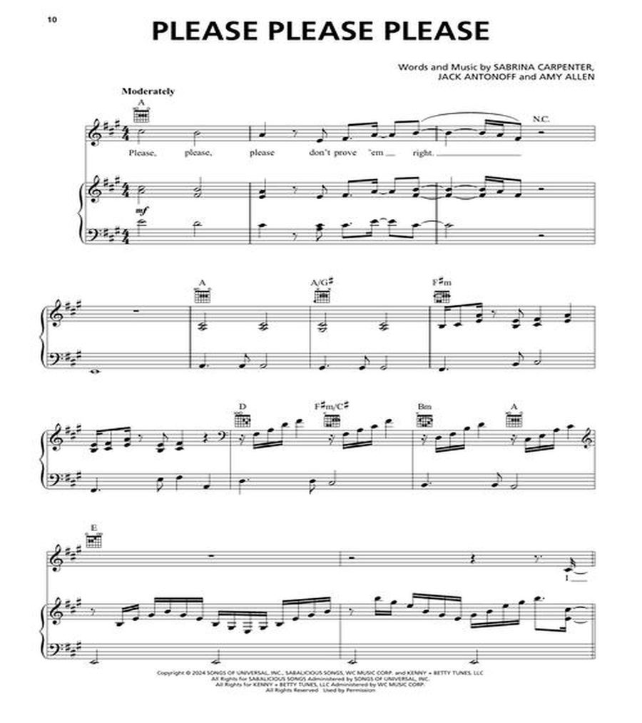 Sabrina Carpenter – Short N' Sweet Piano, Vocal, Guitar scores gallery preview page 4
