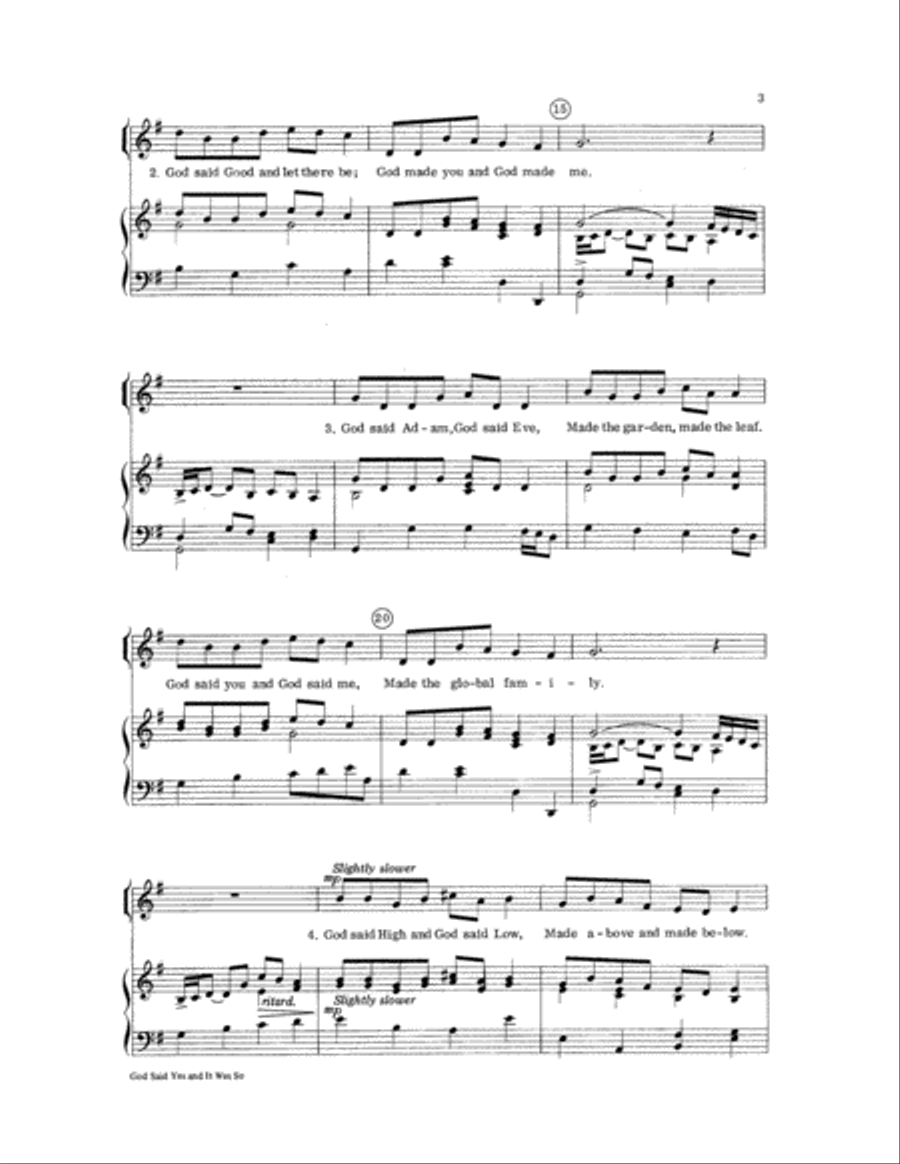God Said Yes and It Was So Unison Choir scores gallery preview page 3