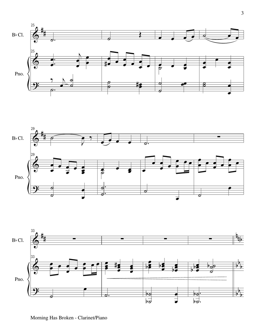 Gary Lanier: 3 BEAUTIFUL HYMNS, Set 2 (Duets for Bb Clarinet & Piano) Woodwind Duet scores gallery preview page 4