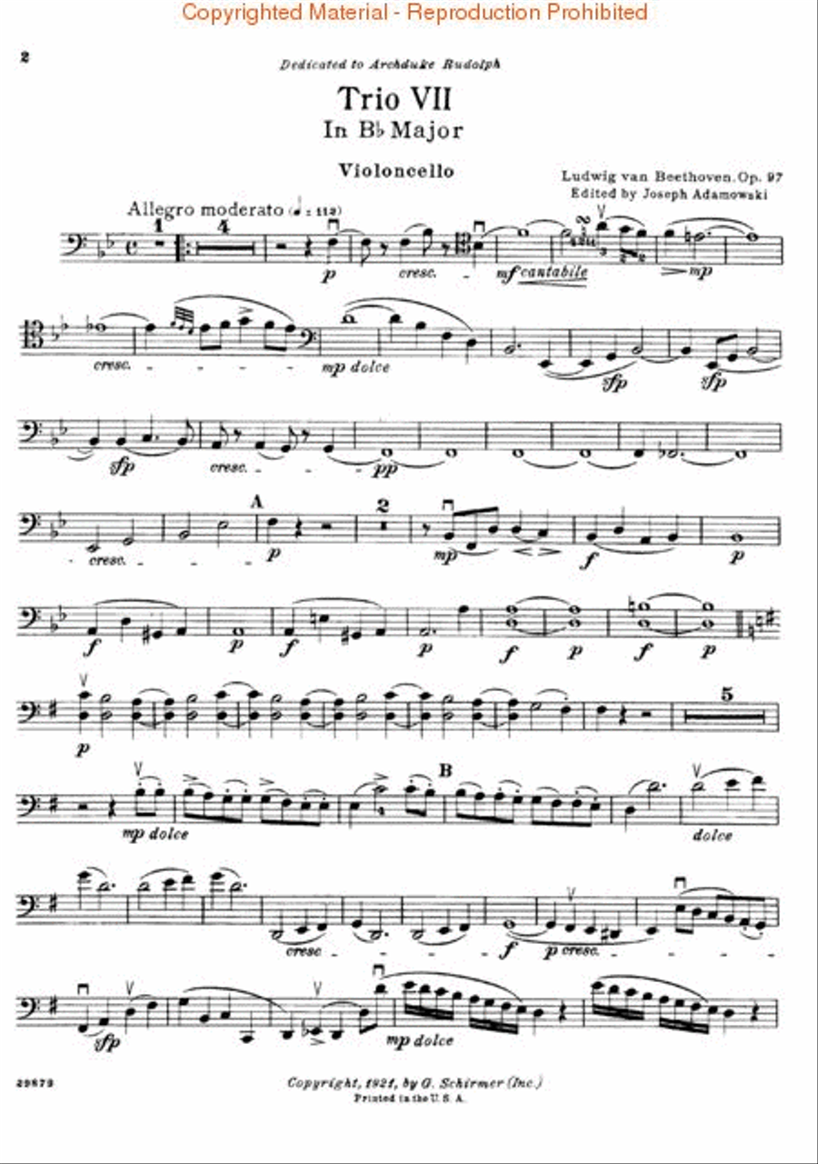 Trio in B Flat, Op. 97 (“Archduke Trio”) Piano Trio scores gallery preview page 4
