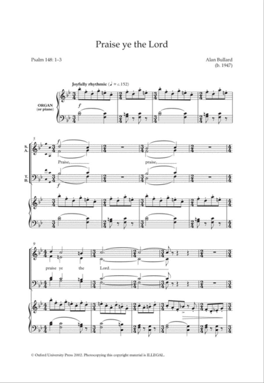 Praise ye the Lord 4-Part scores gallery preview page 1