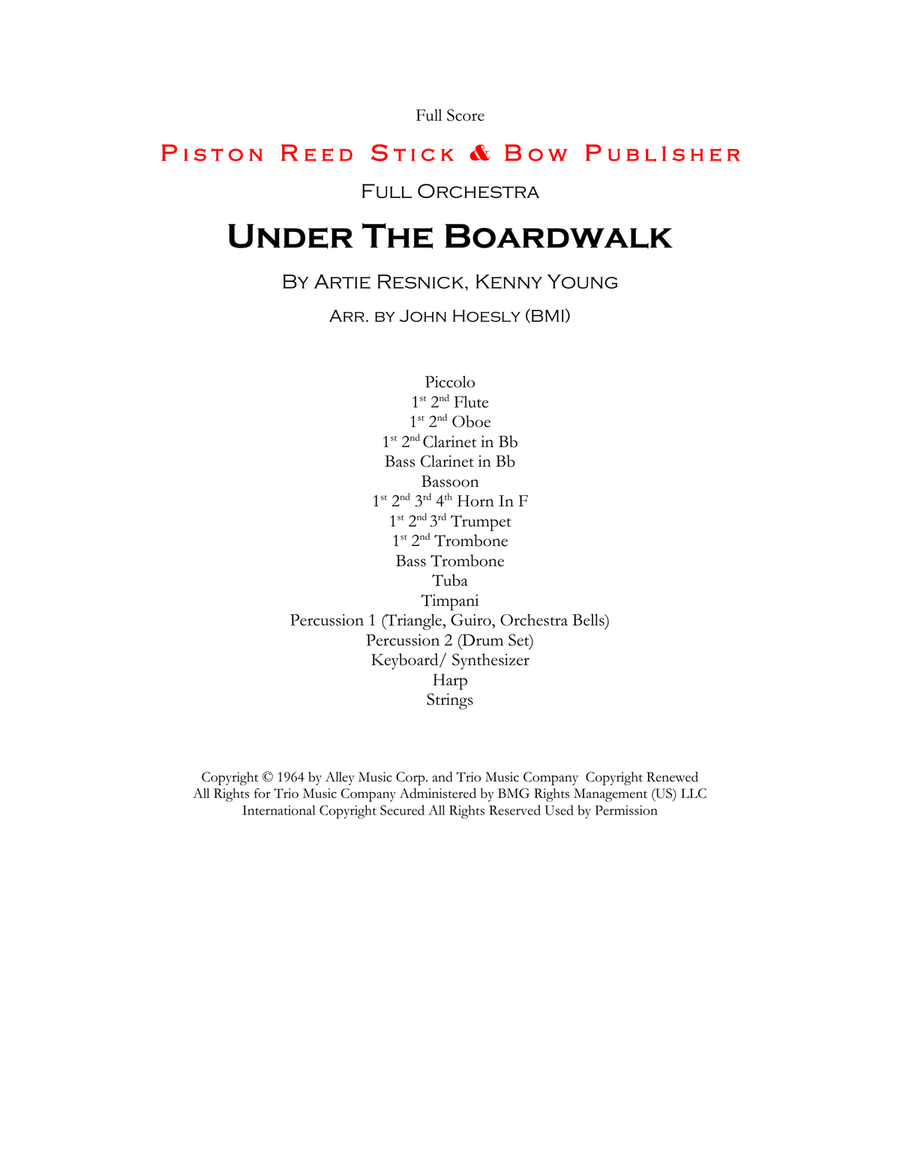 Under The Boardwalk Full Orchestra scores gallery preview page 1