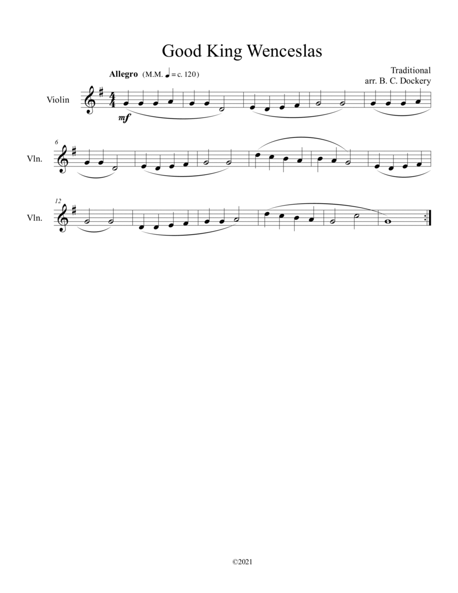 Good King Wenceslas (ViolinSolo) Violin Solo scores gallery preview page 1