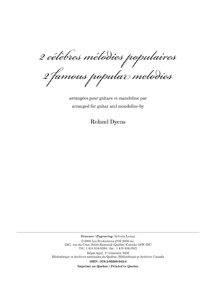 Book cover for Deux célèbres mélodies populaires