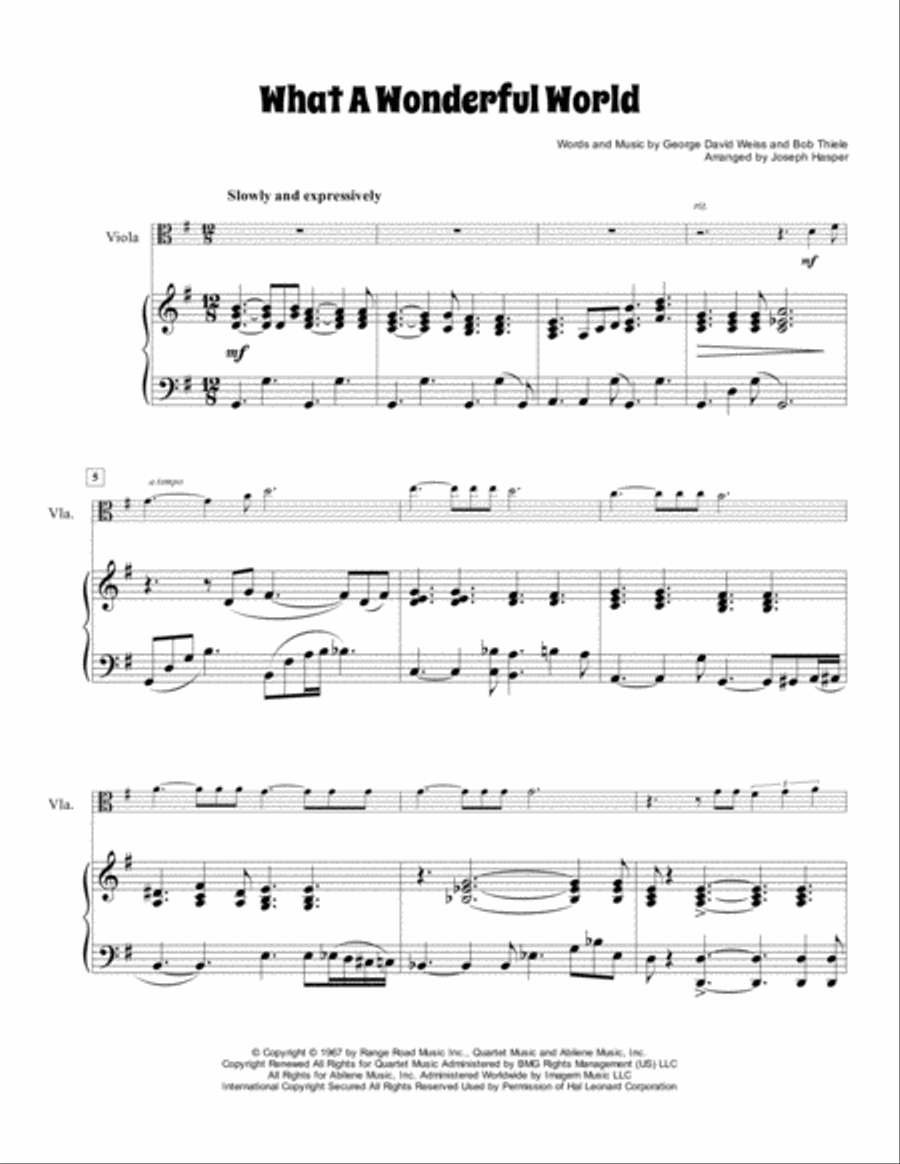 What A Wonderful World Viola scores gallery preview page 2