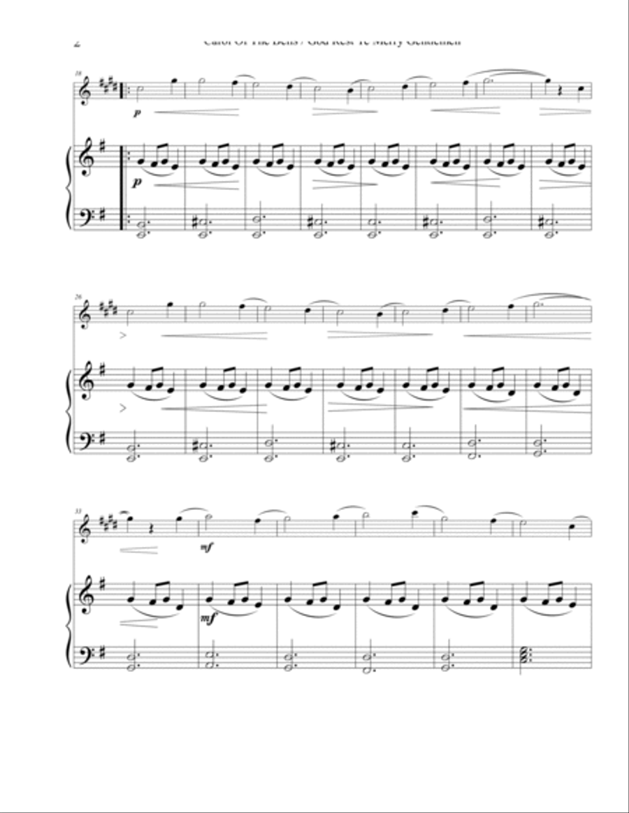 Carol of the Bells / God Rest Ye Merry Gentlemen – Baritone Sax Woodwind Duet scores gallery preview page 2
