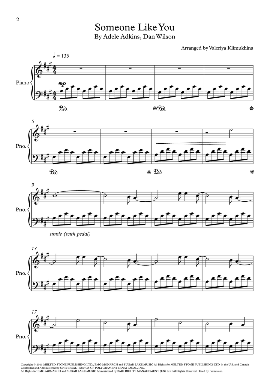 Someone Like You Easy Piano scores gallery preview page 2