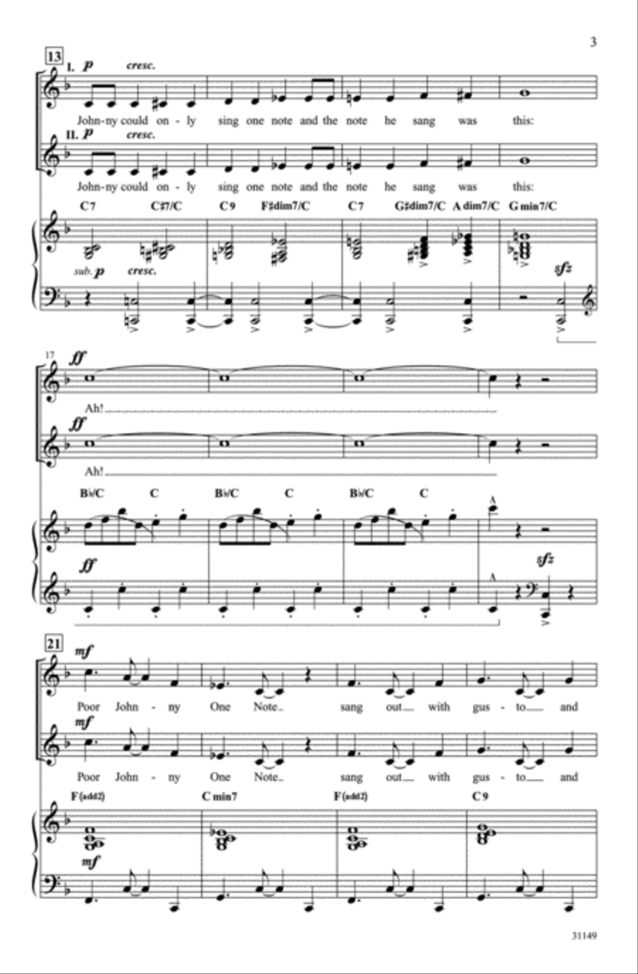 Johnny One Note 2-Part scores gallery preview page 14