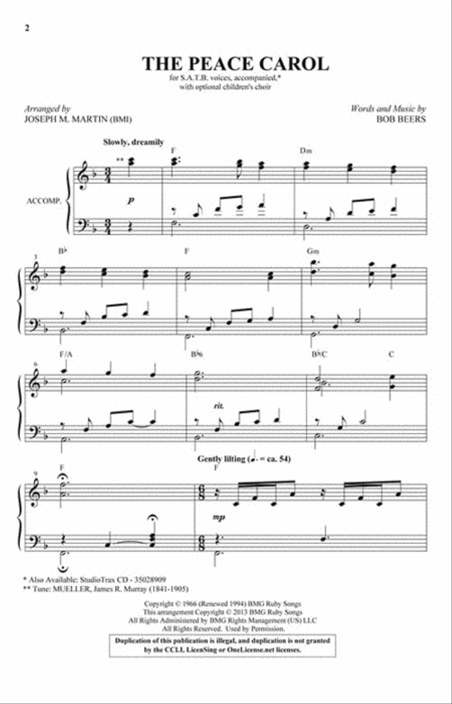 The Peace Carol The Peace Carol Choir scores gallery preview page 2