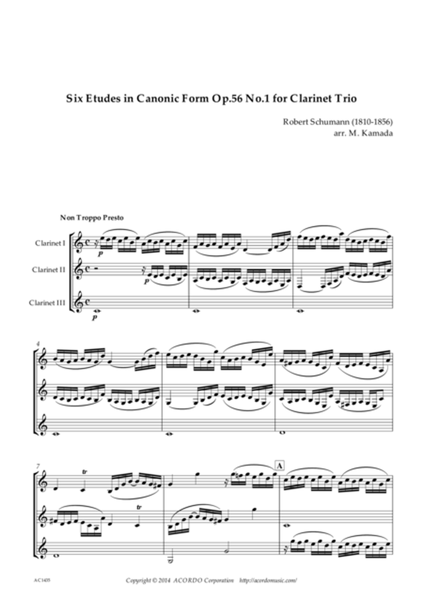 Six Etudes in Canonic Form Op.56 No.1 for Clarinet Trio image number null