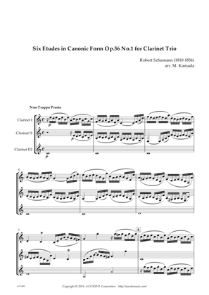 Six Etudes in Canonic Form Op.56 No.1 for Clarinet Trio