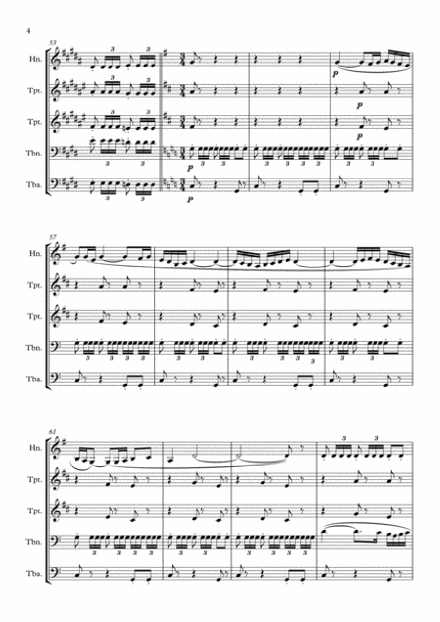 Romantic Medley for Brass Quintet Brass Quintet scores gallery preview page 4