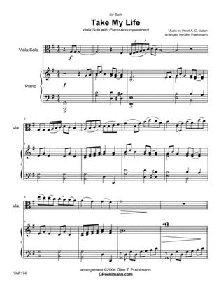 TAKE MY LIFE AND LET IT BE - VIOLA SOLO with Piano Accompaniment