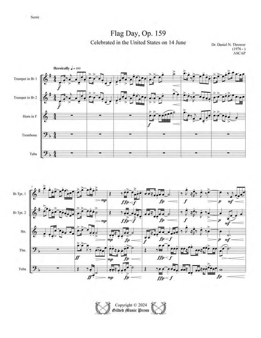 Flag Day, Op. 159 Brass Quintet scores gallery preview page 5