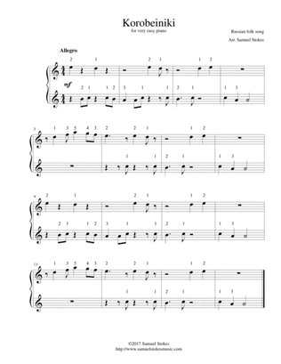 Korobeiniki (Korobushka) - for very easy piano