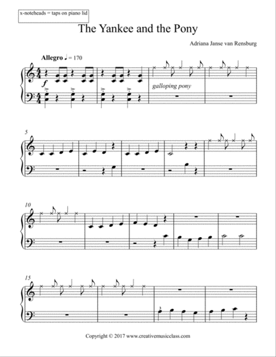 The Yankee and the Pony Easy Piano scores gallery preview page 1