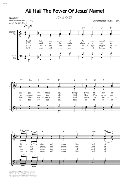 All Hail The Power Of Jesus' Name - Choir SATB - W/Chords image number null