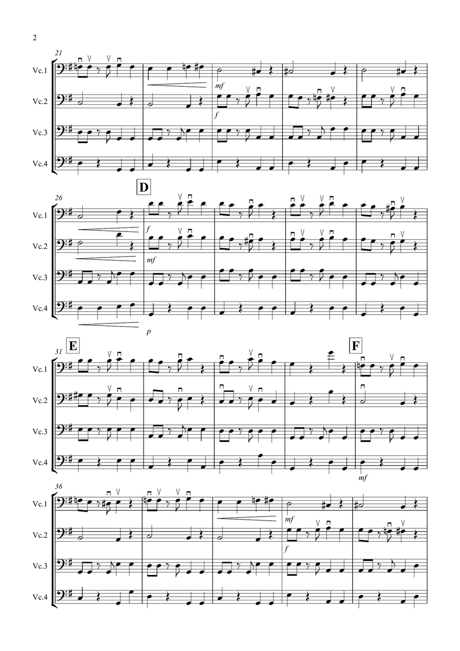 Tango Al Fresco For Beginning Cello Quartet Cello Solo scores gallery preview page 2