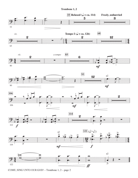 Come, Sing Unto Our God! - Trombone 1 & 2