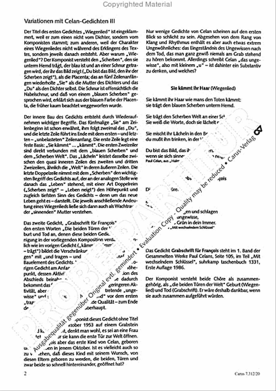 Variation mit Celan-Gedichten III 4-Part scores gallery preview page 3