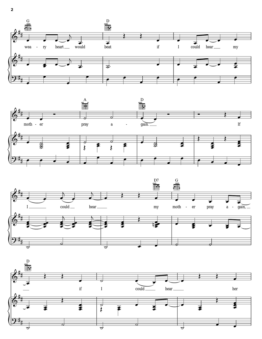 If I Could Hear My Mother Pray Again Piano, Vocal, Guitar scores gallery preview page 2