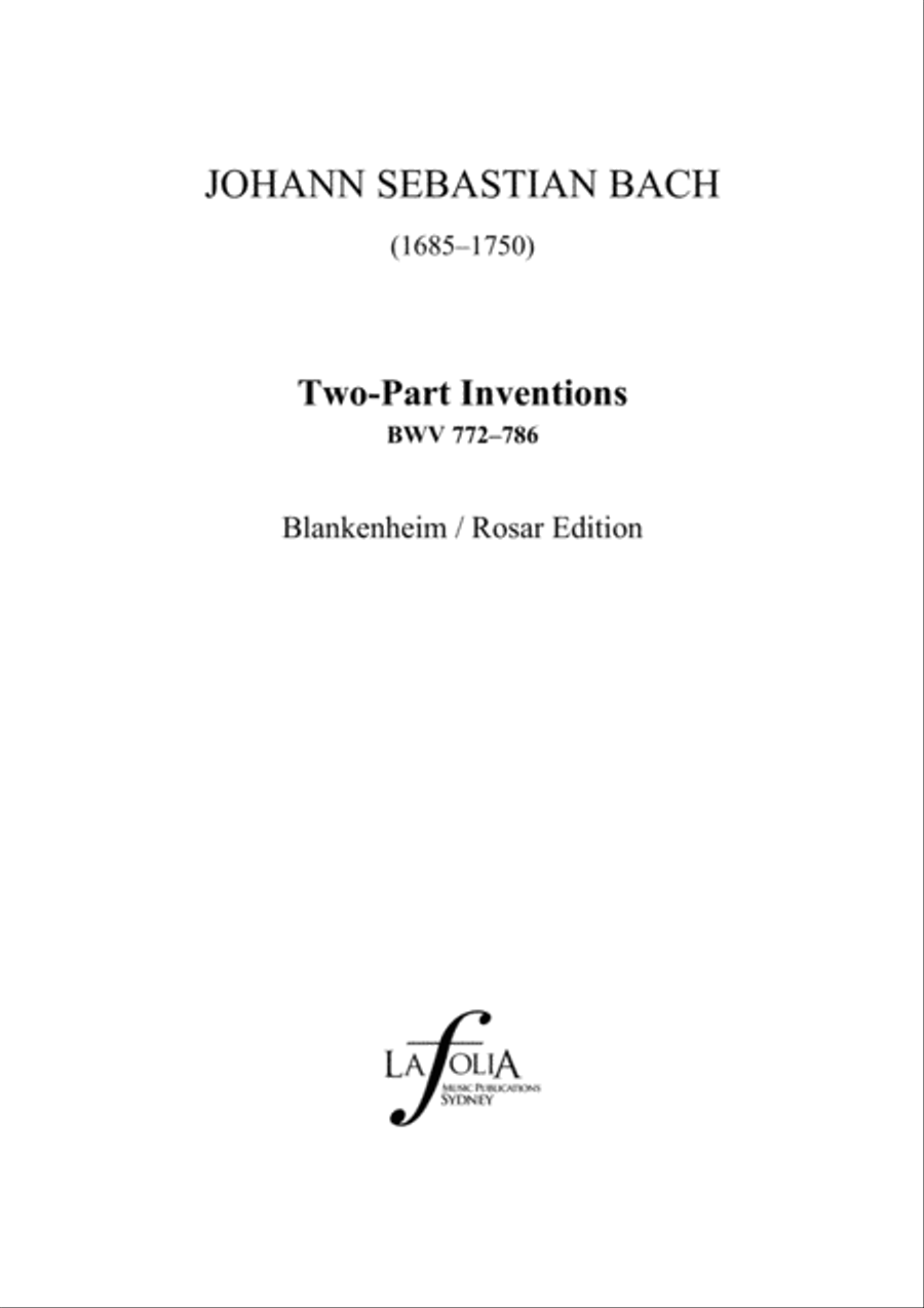 15 Two-part Inventions BWV 772-786 Blankenheim / Rosar Edition Piano Solo scores gallery preview page 2