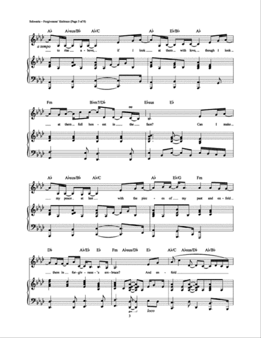 Forgiveness' Embrace Forgiveness' Embrace Piano, Vocal, Guitar scores gallery preview page 3