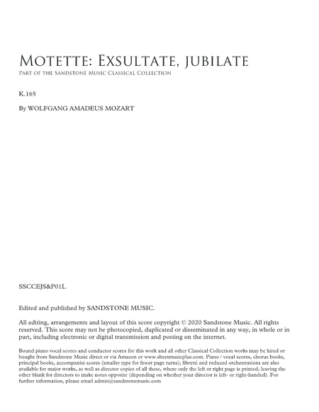 Exsultate, jubilate, K.165 (Letter Size) (Score and Parts) feat. Mozart Alleluja