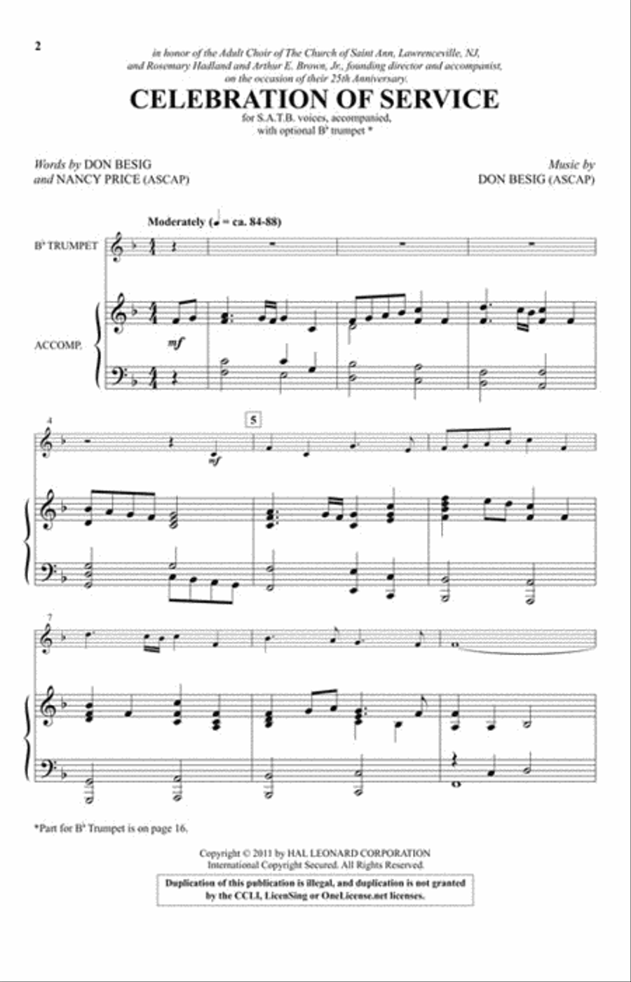 Celebration of Service Celebration of Service 4-Part scores gallery preview page 2