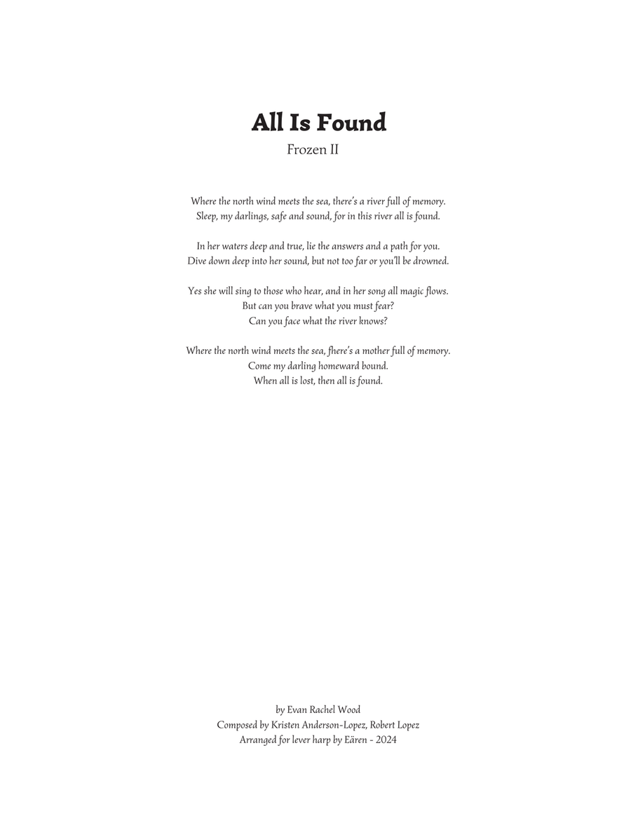 All Is Found Celtic Harp scores gallery preview page 1