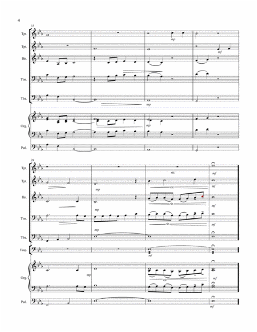 Thou Didst Leave Thy Throne - Brass Quintet with Optional Organ and Timpani Small Ensemble scores gallery preview page 5