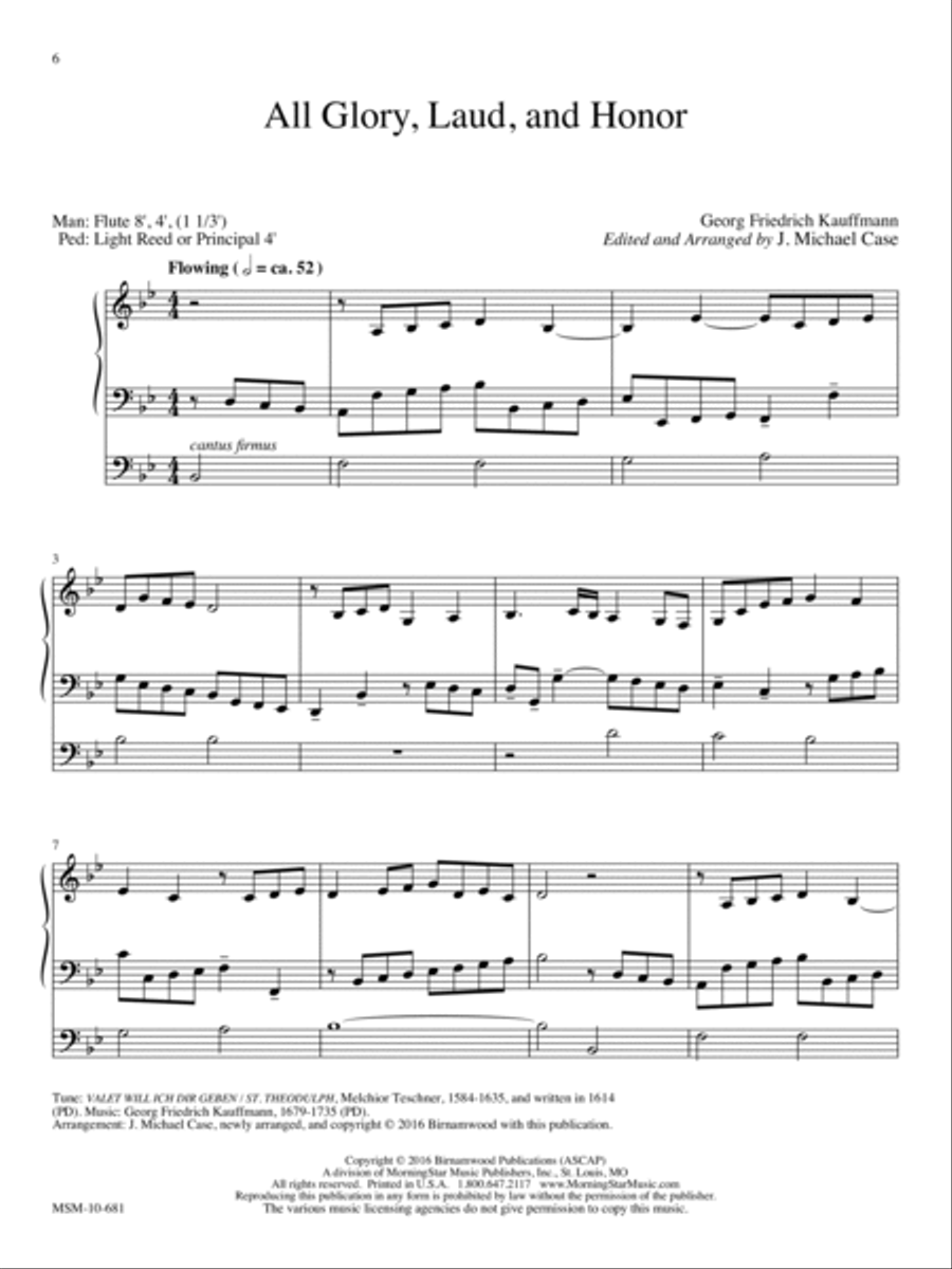 All Glory, Laud, and Honor Organ scores gallery preview page 1