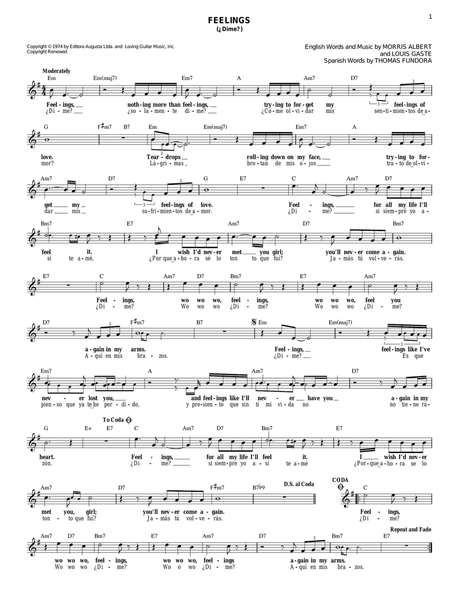 Feelings (Dime) Acoustic Guitar scores gallery preview page 1