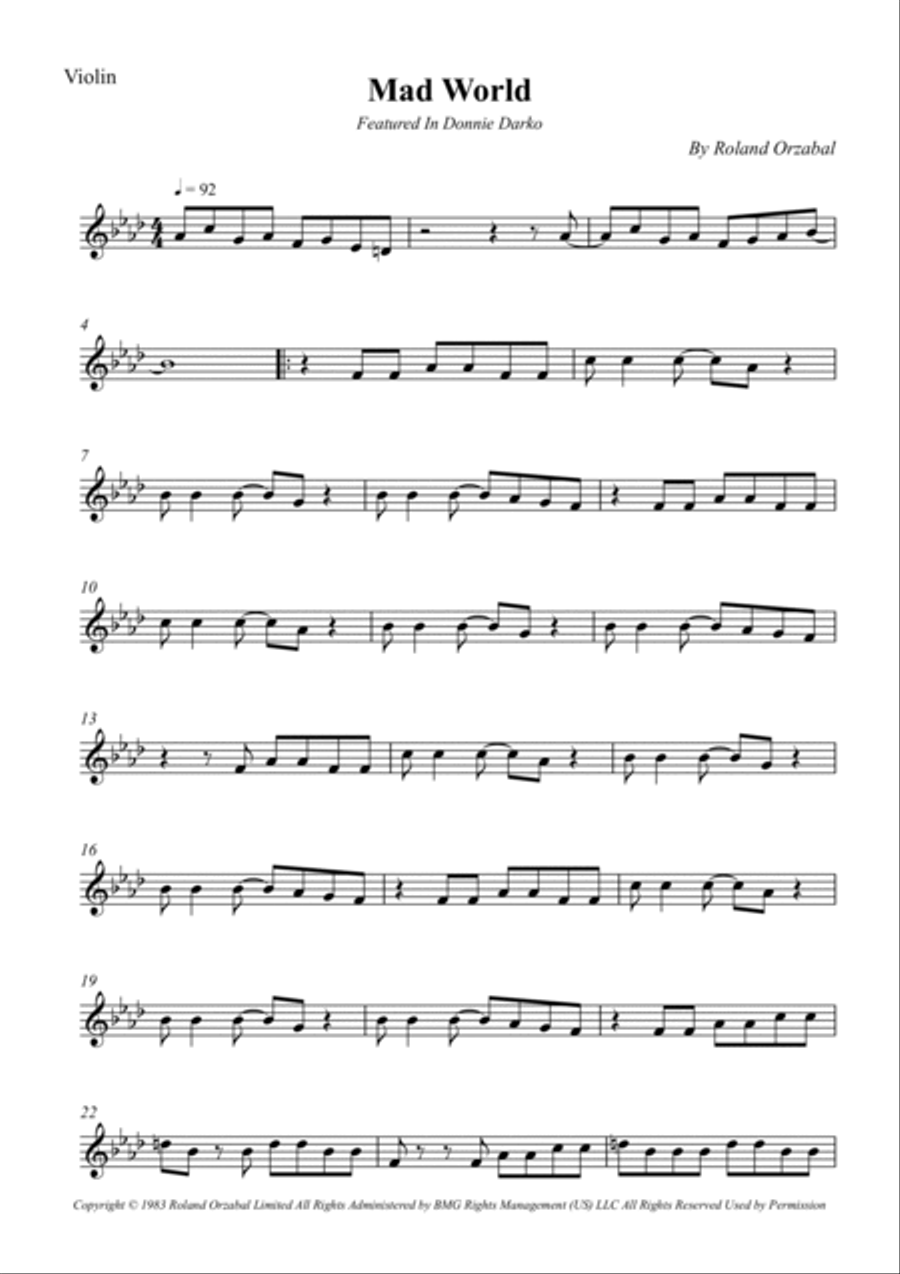 Mad World String Quartet scores gallery preview page 4