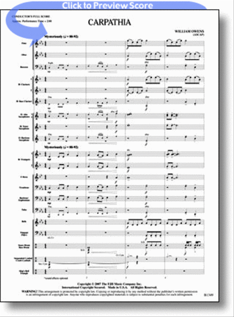 Carpathia Concert Band scores gallery preview page 1