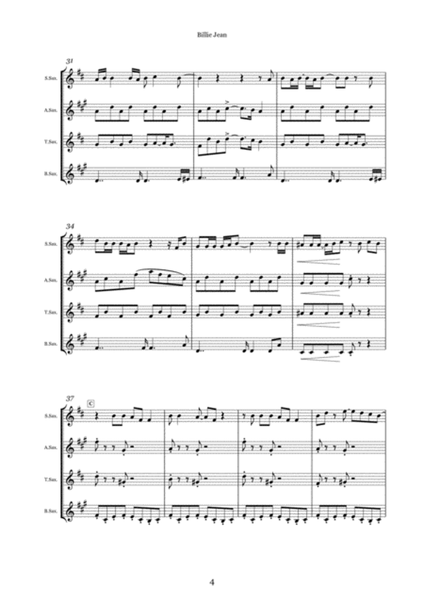 Billie Jean - Sax Quartet Score
