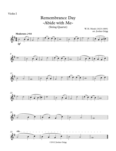 Remembrance Day 'Abide with Me' (String Quartet) image number null