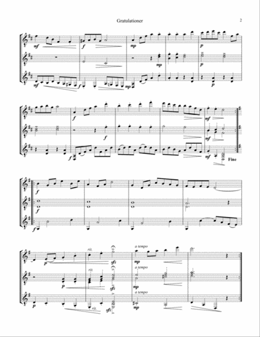 Gratulationer for guitar trio Guitar Ensemble scores gallery preview page 2