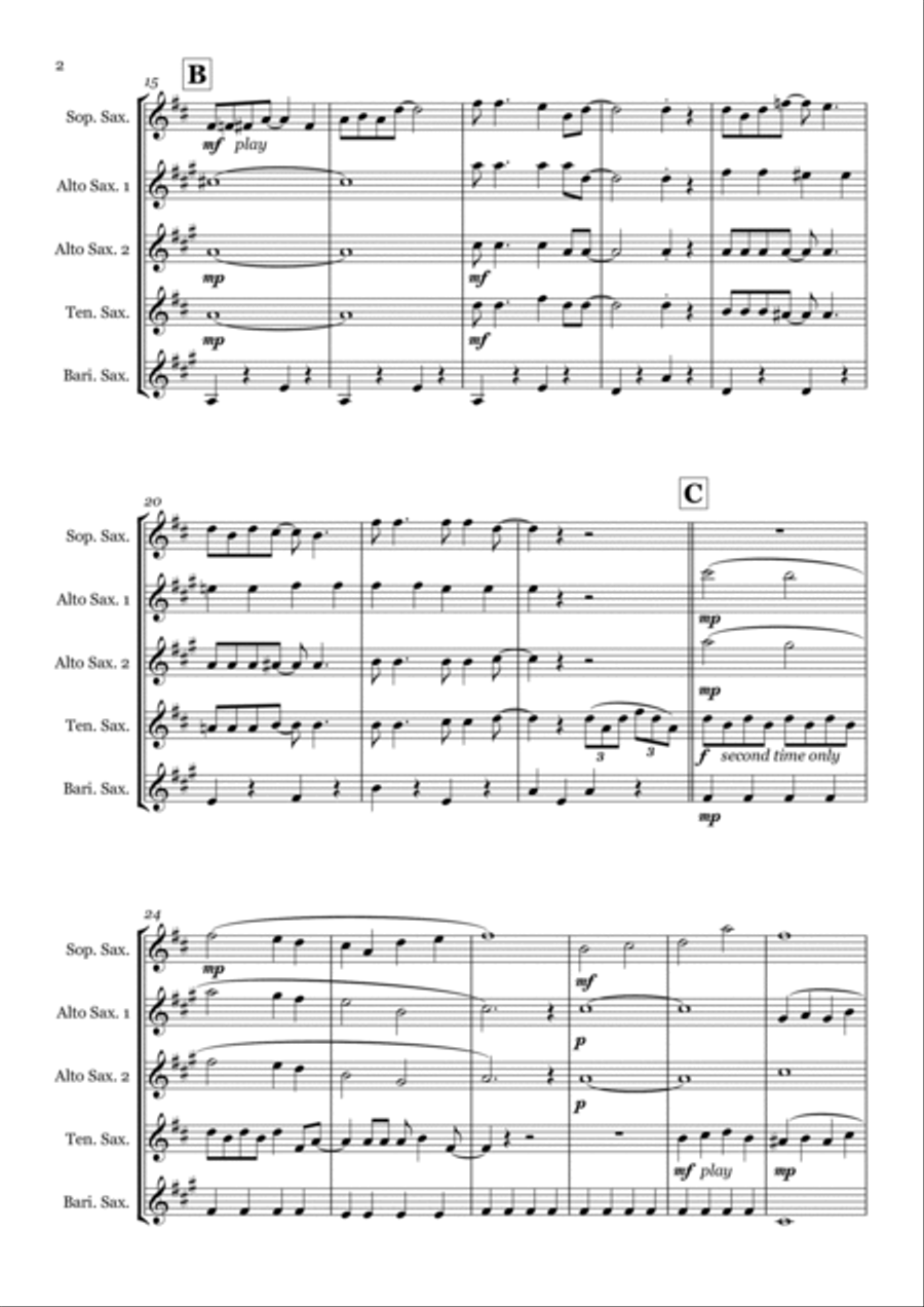 When I'm Sixty-four Saxophone Quintet scores gallery preview page 2