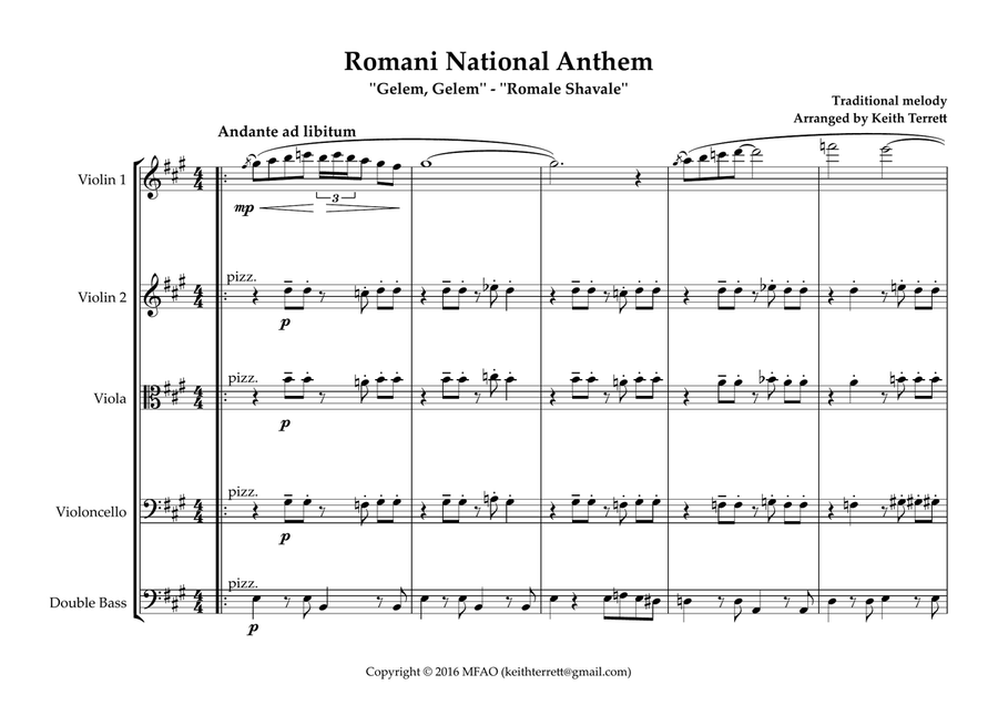 Romani Anthem (Gelem, Gelem) for String Orchestra (MFAO World National Anthem Series) String Orchestra scores gallery preview page 2
