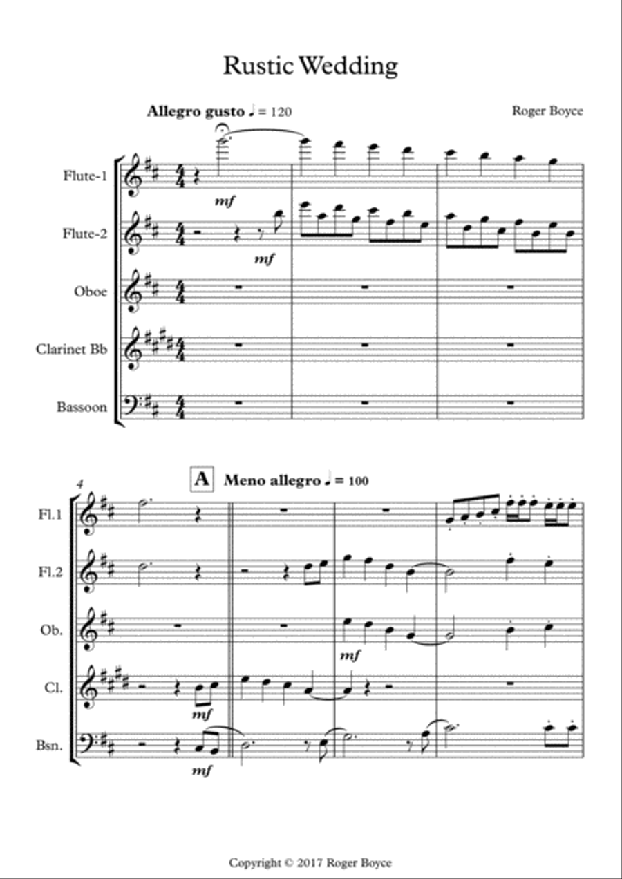 Rustic Wedding Woodwind Ensemble scores gallery preview page 1