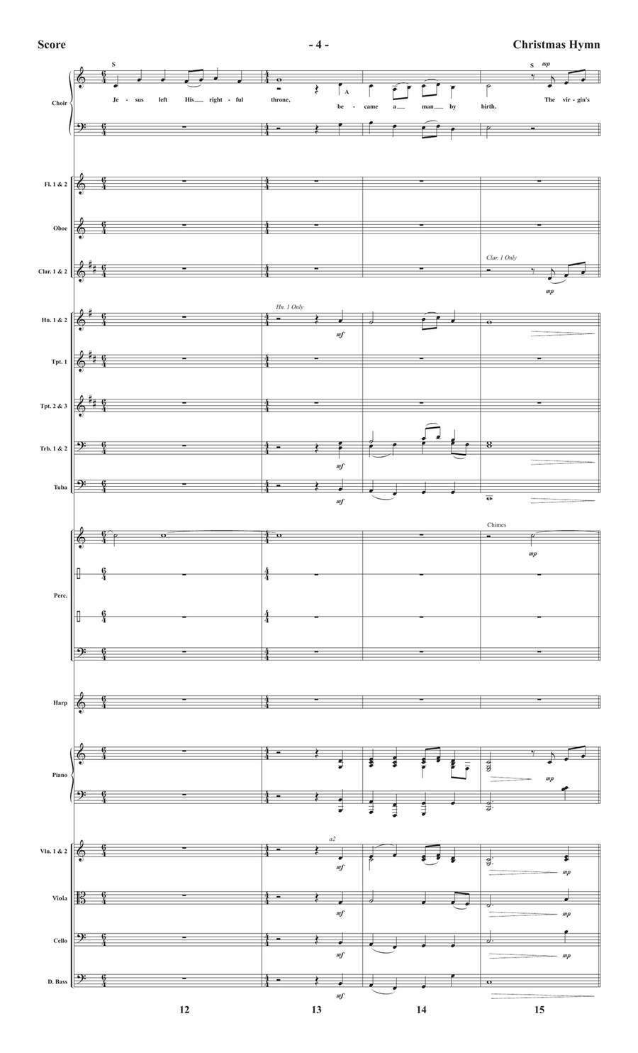 Christmas Hymn - Downloadable Orchestration Set of Parts scores gallery preview page 6